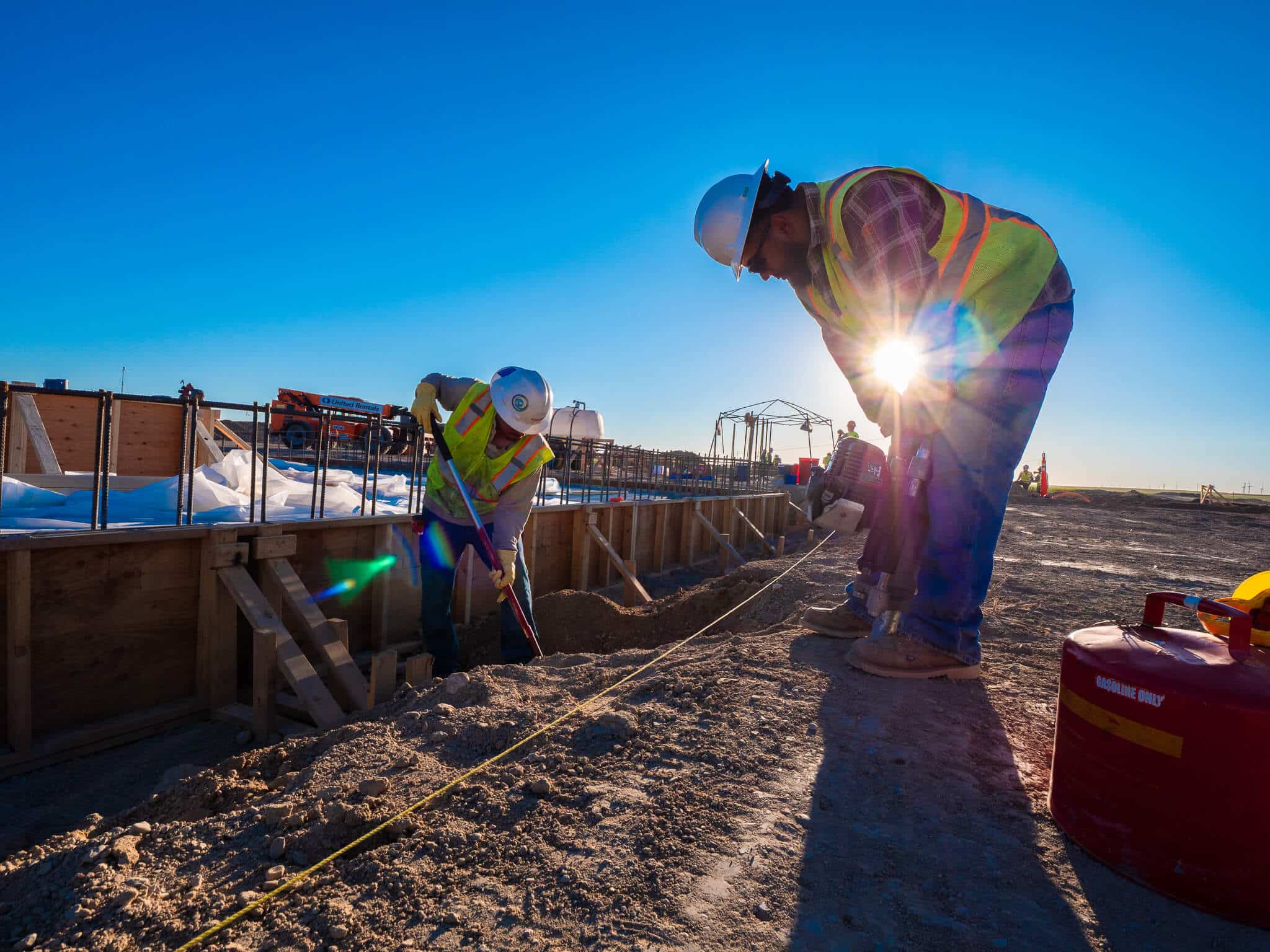 Southeastern Utility Services crew on a utility substation construction site after clearing and site prep