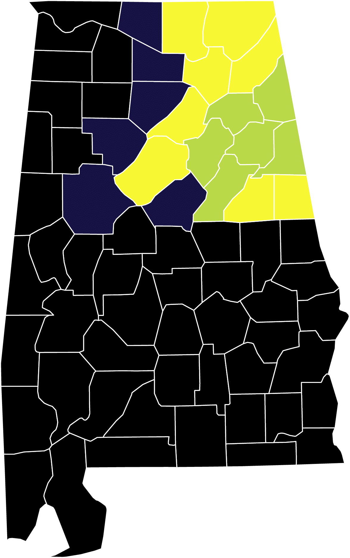 Map of the Alabama counties McMichael Waste Services covers from Glencoe