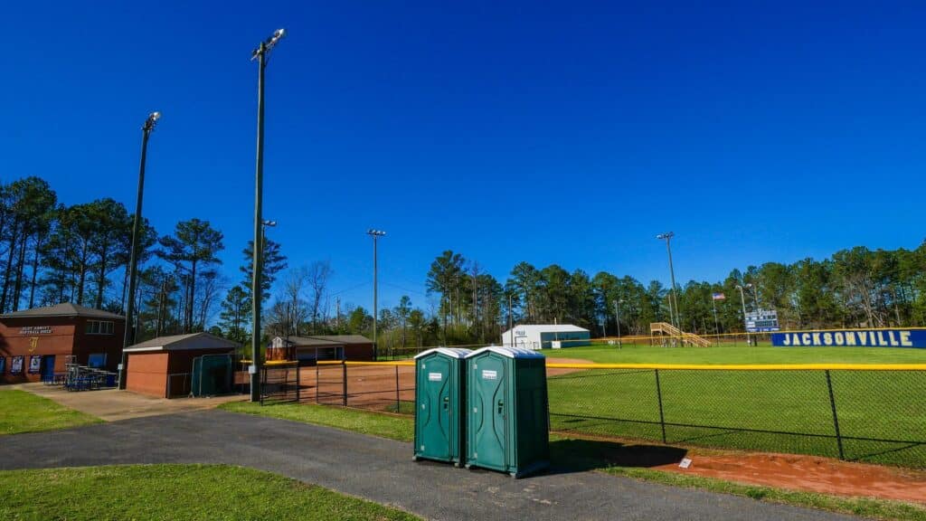 McMichael Waste Services portable toilets set up at a softball complex in northeast Alabama