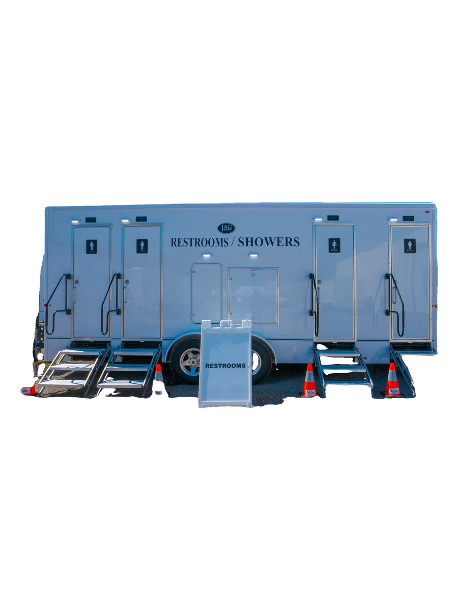 McMichael Waste Services restroom and shower combo trailer for events in Alabama